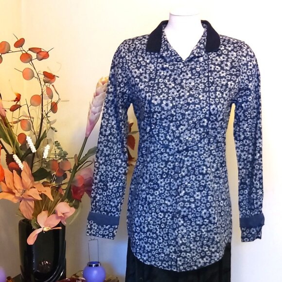 NWT NH NADINE H Women’s Multi Color Printed Floral Pleated Long Sleeve Blouse 38 - Picture 6 of 10